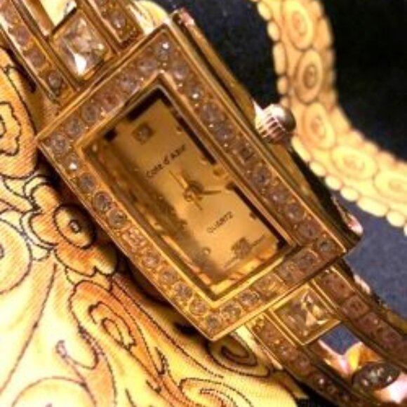 Cote D’Azur Diamond-Crystal Gold-tone Women’s Watch - Picture 1 of 5